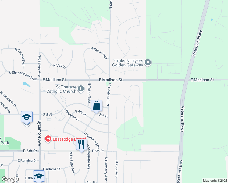 map of restaurants, bars, coffee shops, grocery stores, and more near N Dubuque Ave in Sioux Falls