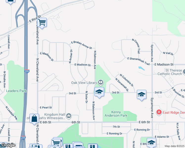 map of restaurants, bars, coffee shops, grocery stores, and more near 904-998 N Danielle Dr in Sioux Falls