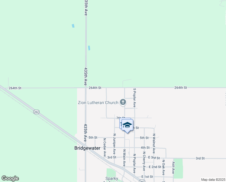 map of restaurants, bars, coffee shops, grocery stores, and more near 43521 264th Street in Bridgewater