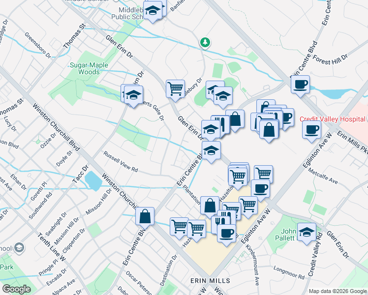 map of restaurants, bars, coffee shops, grocery stores, and more near 1100 Sheppard Avenue West in Toronto