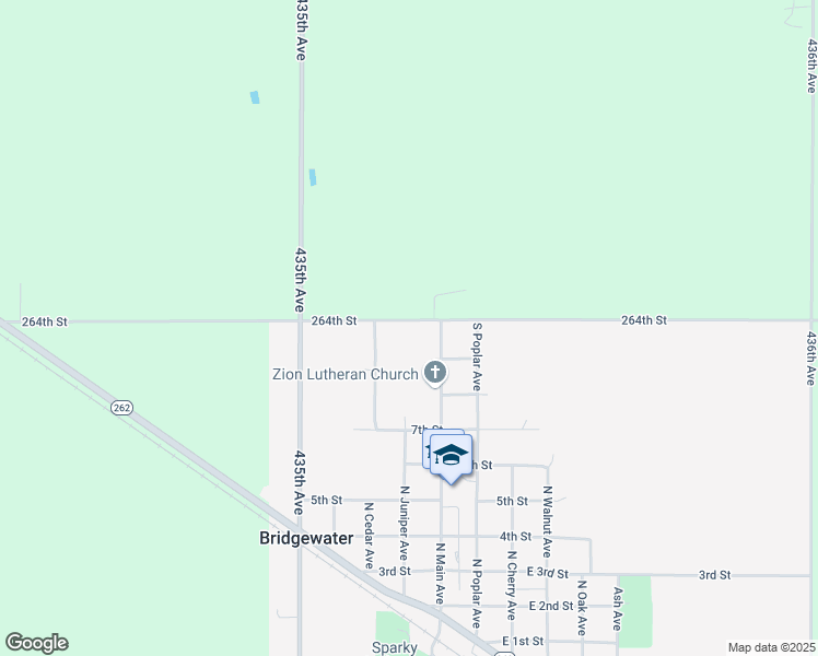 map of restaurants, bars, coffee shops, grocery stores, and more near 43521 264th Street in Bridgewater