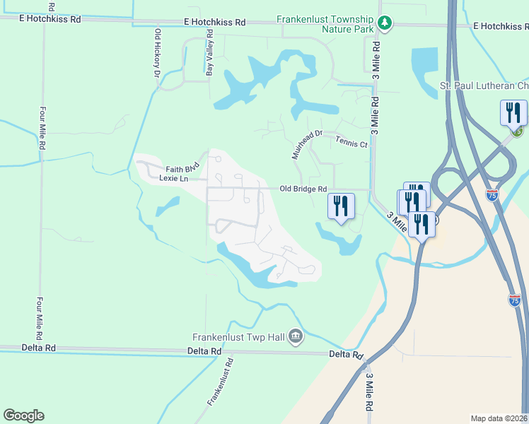 map of restaurants, bars, coffee shops, grocery stores, and more near 6279 Green View Court in Bay City