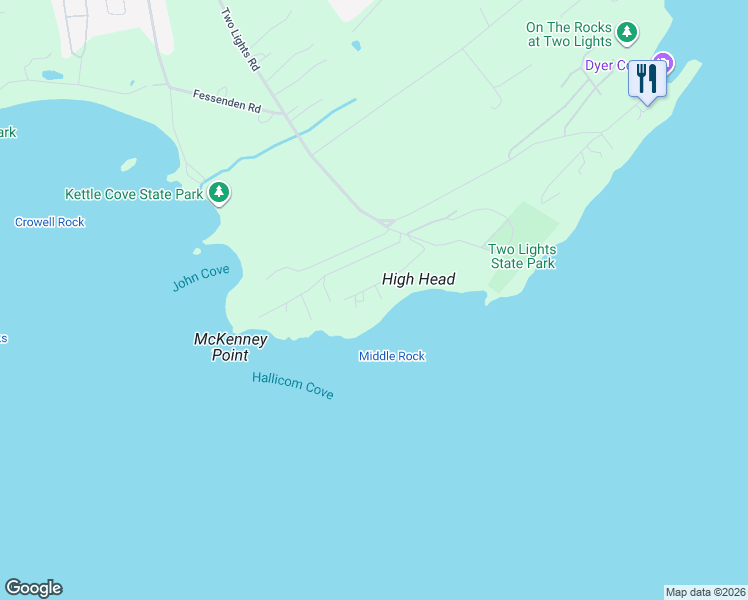 map of restaurants, bars, coffee shops, grocery stores, and more near 10 Sunny Bank Road in Cape Elizabeth