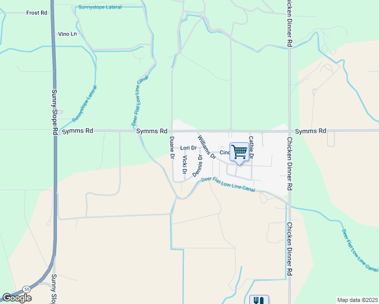 map of restaurants, bars, coffee shops, grocery stores, and more near 12880 Vicki Drive in Caldwell