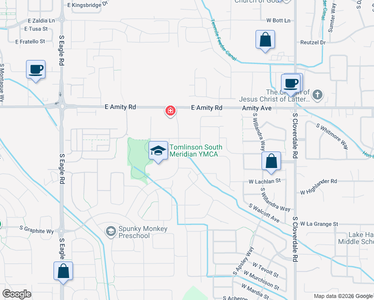 map of restaurants, bars, coffee shops, grocery stores, and more near 5155 South Howry Lane in Boise