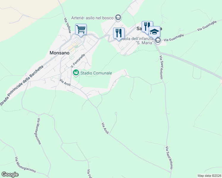 map of restaurants, bars, coffee shops, grocery stores, and more near 4 Via San Martino in Provincia di Ancona