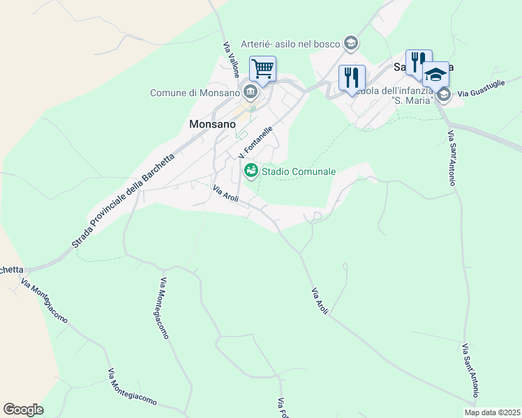 map of restaurants, bars, coffee shops, grocery stores, and more near 9B Via Aroli in Monsano