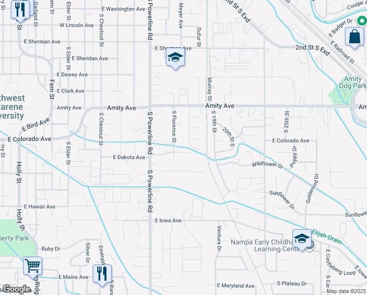 map of restaurants, bars, coffee shops, grocery stores, and more near 1709 East Dakota Avenue in Nampa