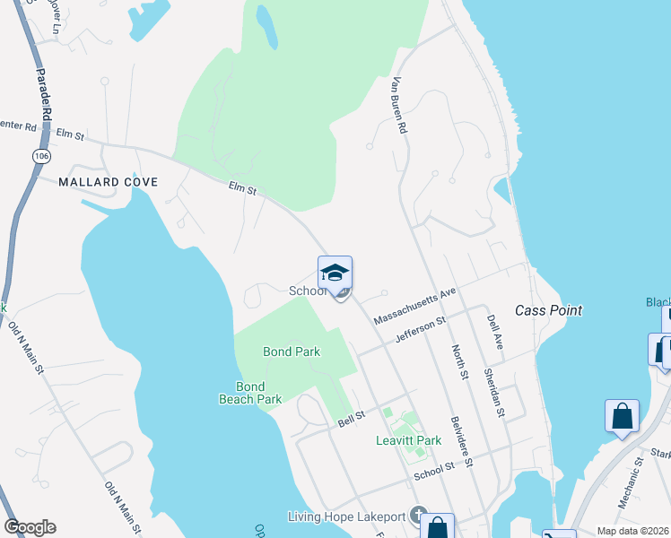 map of restaurants, bars, coffee shops, grocery stores, and more near 481 Elm Street in Laconia