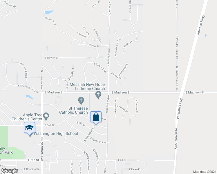 map of restaurants, bars, coffee shops, grocery stores, and more near 1414 North Dubuque Avenue in Sioux Falls
