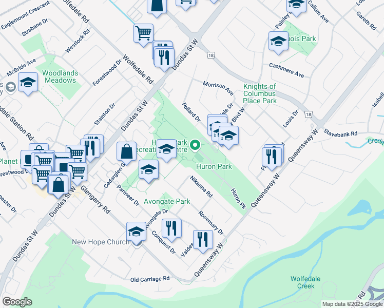 map of restaurants, bars, coffee shops, grocery stores, and more near 830 Paisley Boulevard West in Mississauga