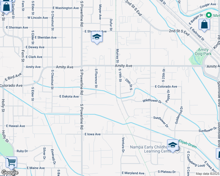 map of restaurants, bars, coffee shops, grocery stores, and more near 1809 Topaz Court in Nampa