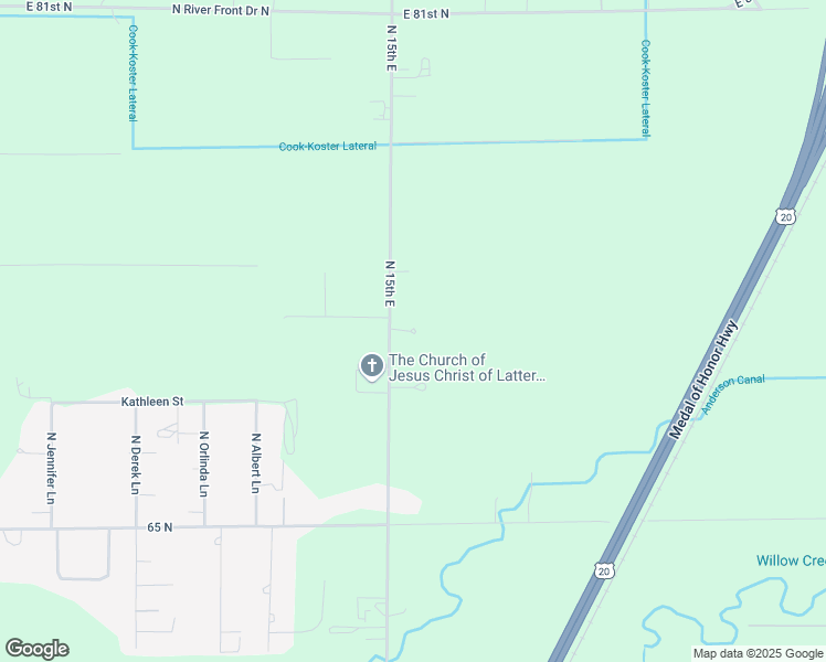 map of restaurants, bars, coffee shops, grocery stores, and more near 7406 North 15th East in Idaho Falls