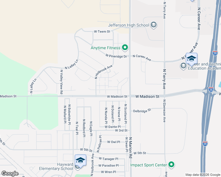 map of restaurants, bars, coffee shops, grocery stores, and more near 5300-5774 West Madison Street in Sioux Falls