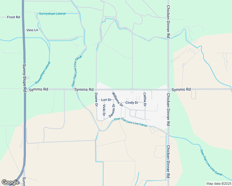 map of restaurants, bars, coffee shops, grocery stores, and more near 19373 Symms Road in Caldwell