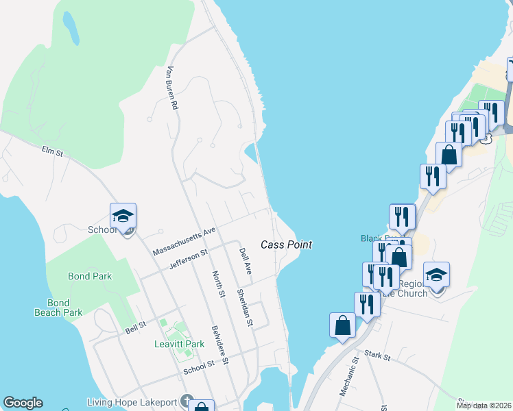 map of restaurants, bars, coffee shops, grocery stores, and more near 11 Brittany Lane in Laconia