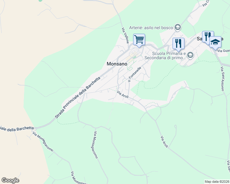 map of restaurants, bars, coffee shops, grocery stores, and more near 3B Via Aroli in Monsano