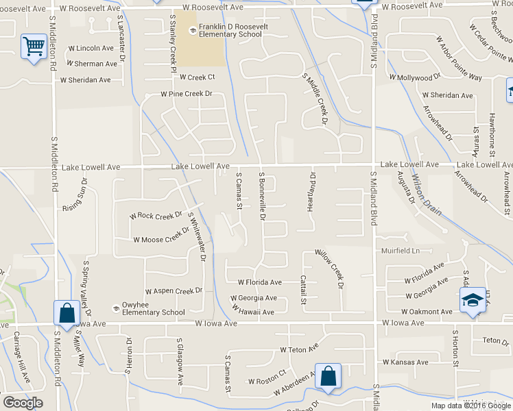map of restaurants, bars, coffee shops, grocery stores, and more near 921 S Bonneville Dr in Nampa