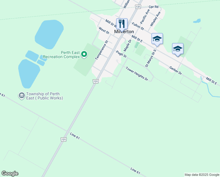 map of restaurants, bars, coffee shops, grocery stores, and more near 1 Murray Court in Milverton