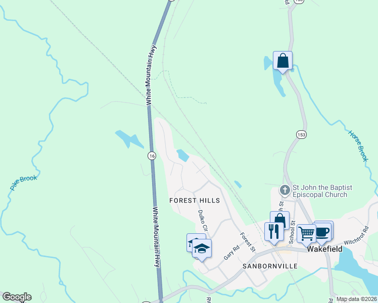 map of restaurants, bars, coffee shops, grocery stores, and more near 264 Forest Street in Wakefield