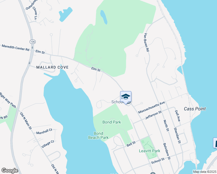 map of restaurants, bars, coffee shops, grocery stores, and more near 23 King Court in Laconia