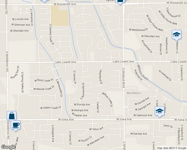 map of restaurants, bars, coffee shops, grocery stores, and more near 1500 W Colorado Ct in Nampa