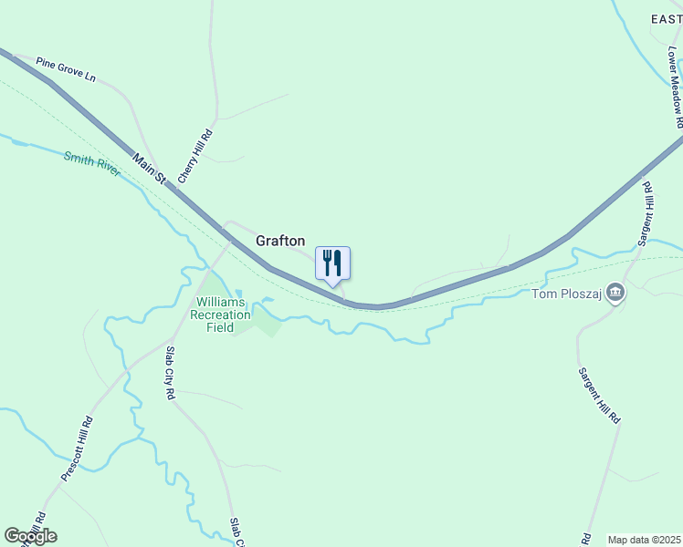 map of restaurants, bars, coffee shops, grocery stores, and more near 71 Library Road in Grafton