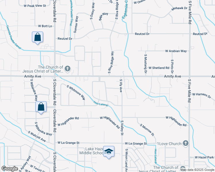 map of restaurants, bars, coffee shops, grocery stores, and more near 4738 South Longmoor Avenue in Boise