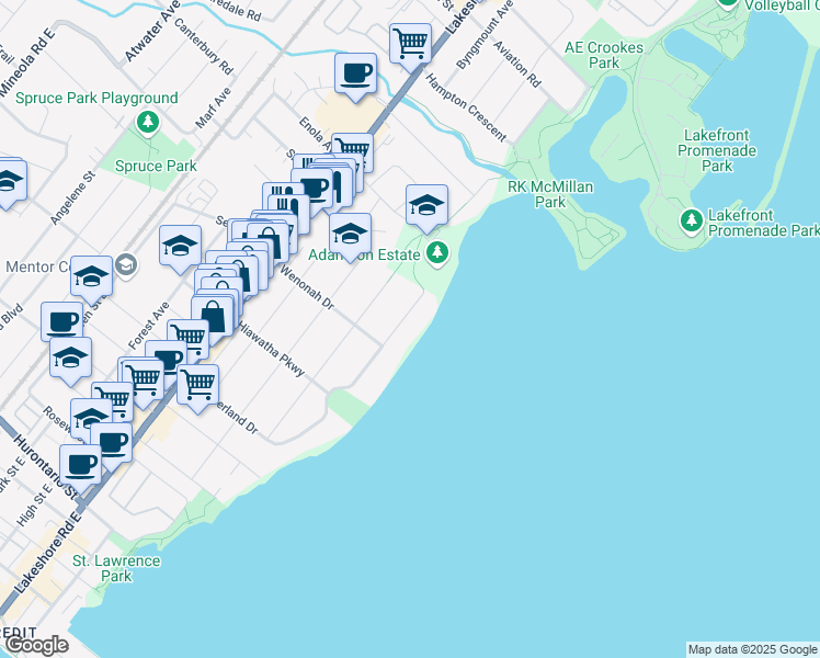 map of restaurants, bars, coffee shops, grocery stores, and more near 118 Cumberland Drive in Mississauga
