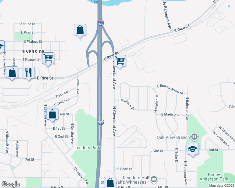 map of restaurants, bars, coffee shops, grocery stores, and more near in Sioux Falls