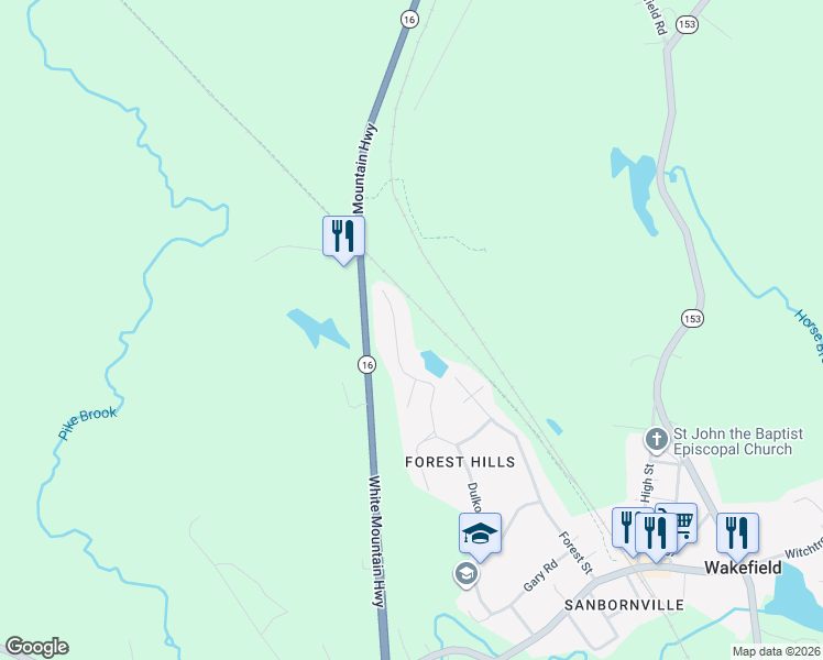 map of restaurants, bars, coffee shops, grocery stores, and more near 264 Forest Street in Wakefield