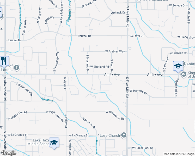map of restaurants, bars, coffee shops, grocery stores, and more near 4717 South Caden Creek Way in Boise