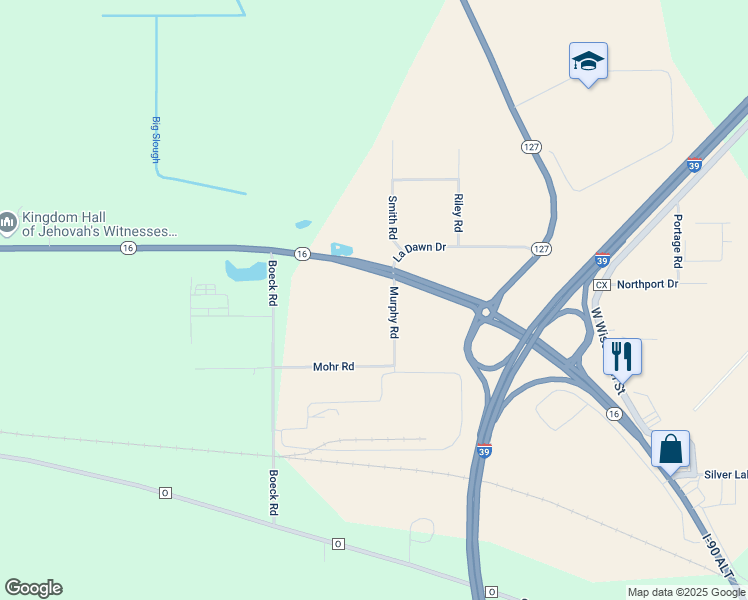 map of restaurants, bars, coffee shops, grocery stores, and more near 2601-2699 Murphy Road in Portage