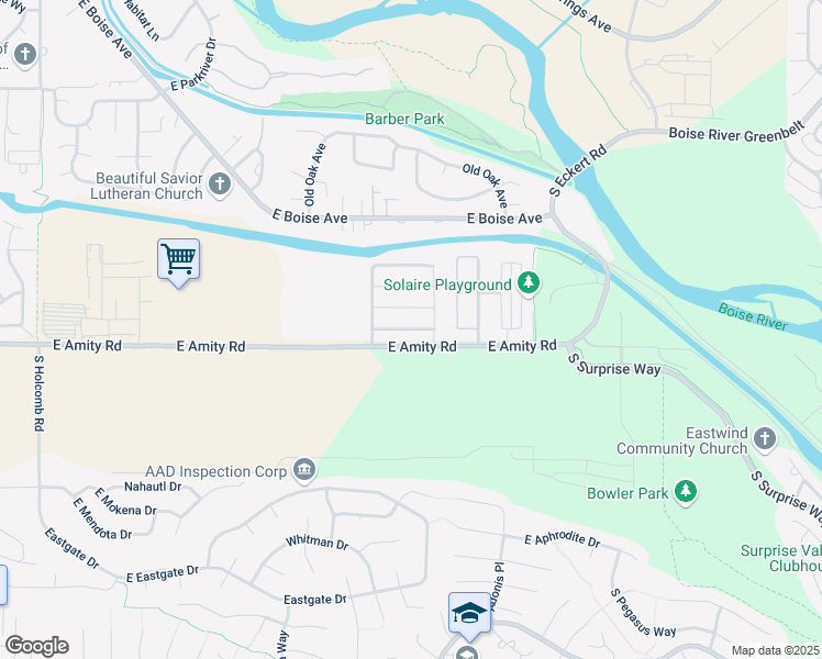 map of restaurants, bars, coffee shops, grocery stores, and more near East Fort Boise Lane in Boise