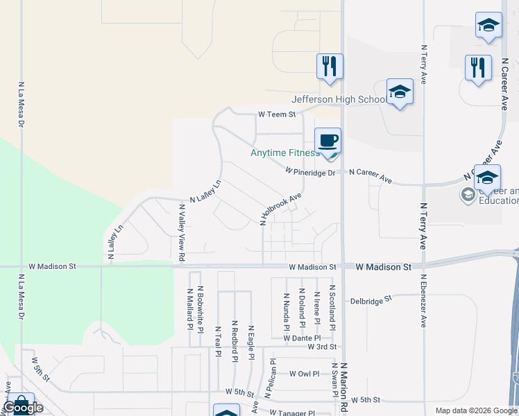 map of restaurants, bars, coffee shops, grocery stores, and more near West Hemlock Drive in Sioux Falls
