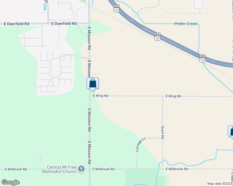 map of restaurants, bars, coffee shops, grocery stores, and more near 4295 East Wing Road in Mount Pleasant