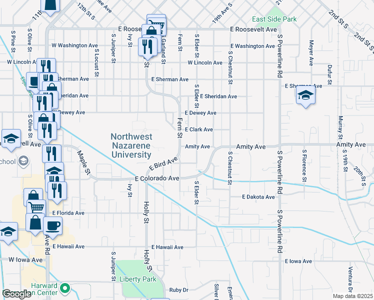 map of restaurants, bars, coffee shops, grocery stores, and more near 916 East Amity Avenue in Nampa
