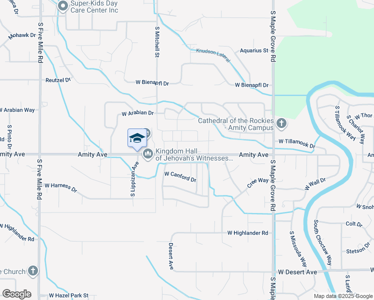 map of restaurants, bars, coffee shops, grocery stores, and more near 9528 West Amity Road in Boise