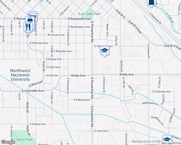 map of restaurants, bars, coffee shops, grocery stores, and more near 721 South Powerline Road in Nampa