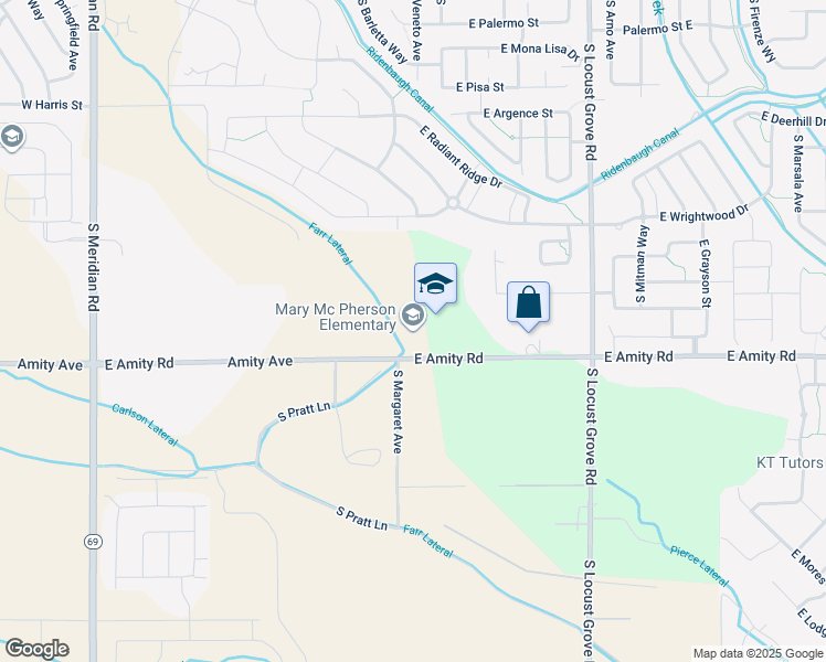 map of restaurants, bars, coffee shops, grocery stores, and more near 1050 East Amity Road in Meridian