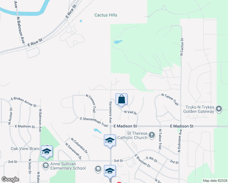 map of restaurants, bars, coffee shops, grocery stores, and more near 1425-1499 North Pikes Peak Circle in Sioux Falls