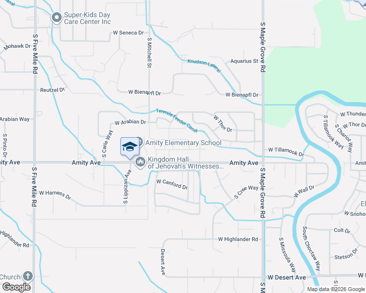 map of restaurants, bars, coffee shops, grocery stores, and more near 9528 West Amity Road in Boise