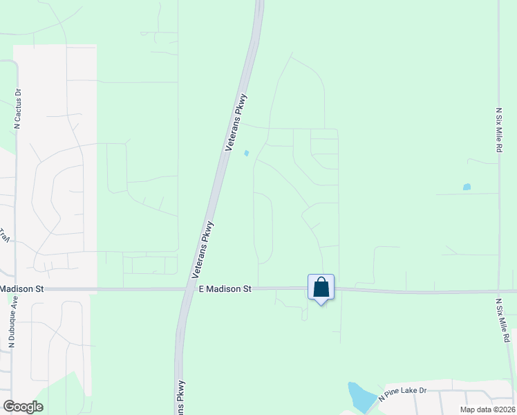 map of restaurants, bars, coffee shops, grocery stores, and more near 6018-6368 East Madison Street in Sioux Falls