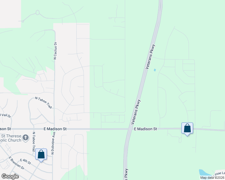map of restaurants, bars, coffee shops, grocery stores, and more near 1601 North Powder House Road in Sioux Falls