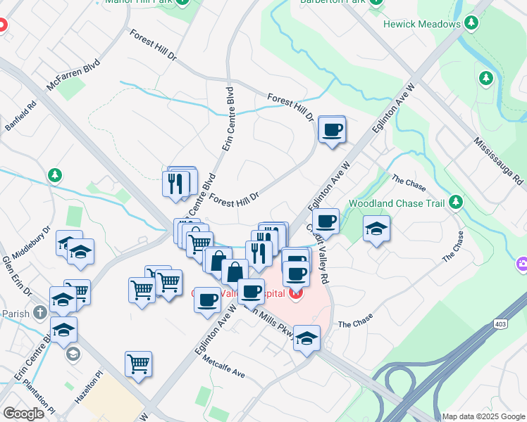 map of restaurants, bars, coffee shops, grocery stores, and more near 5075 Summersky Court in Mississauga