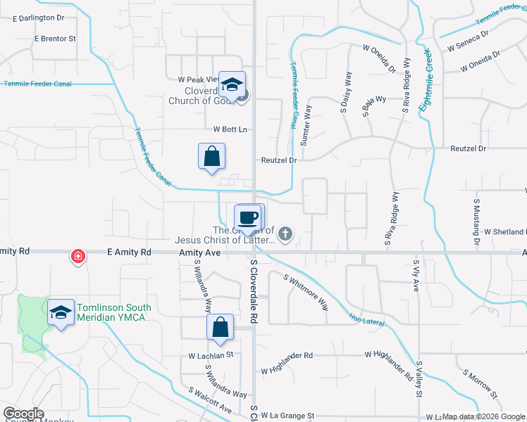 map of restaurants, bars, coffee shops, grocery stores, and more near 4357 South Wildbrook Avenue in Boise
