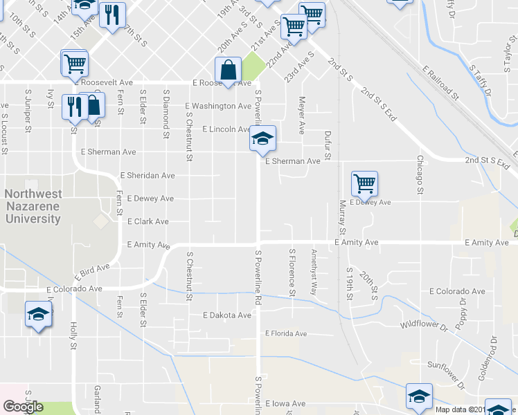 map of restaurants, bars, coffee shops, grocery stores, and more near 610 South Powerline Road in Nampa