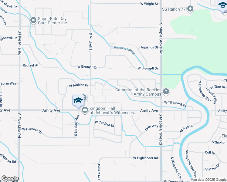 map of restaurants, bars, coffee shops, grocery stores, and more near 9543 West Goldenpond Court in Boise