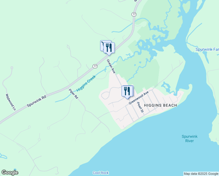 map of restaurants, bars, coffee shops, grocery stores, and more near 10 Oceanwood Drive in Scarborough