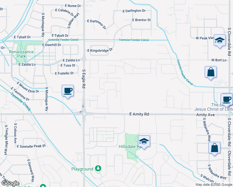 map of restaurants, bars, coffee shops, grocery stores, and more near South Merrivale Place in Ada County